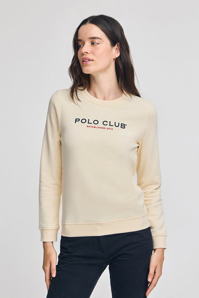 polo club Beige sweater met rubberen Polo Club-logo