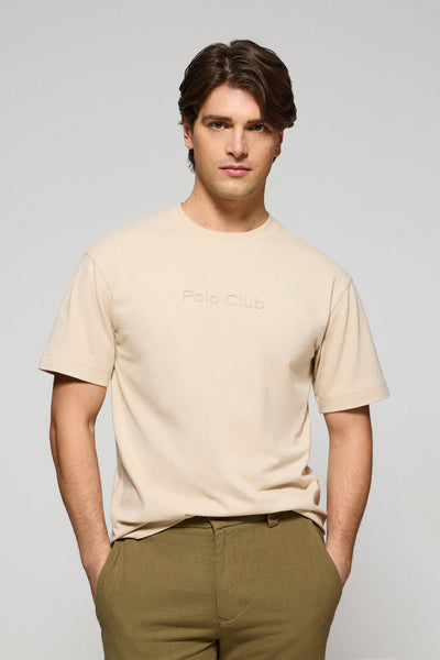 polo club Beige T-shirt met korte mouwen ronde hals en Polo Club-logo