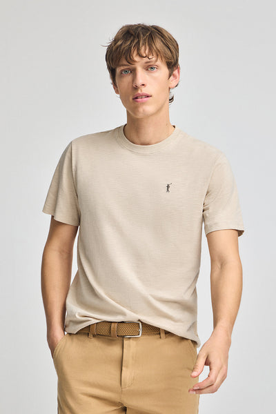 polo club Beige T-shirt van gemêleerd katoen met geborduurd Rigby Go-logo