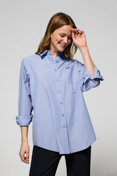 polo club Blauw gestreept hemd "Samantha" van katoen met geborduurd logo