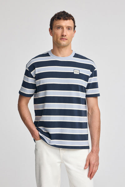 polo club Blauw gestreept T-shirt met rubberen Polo Club-logo