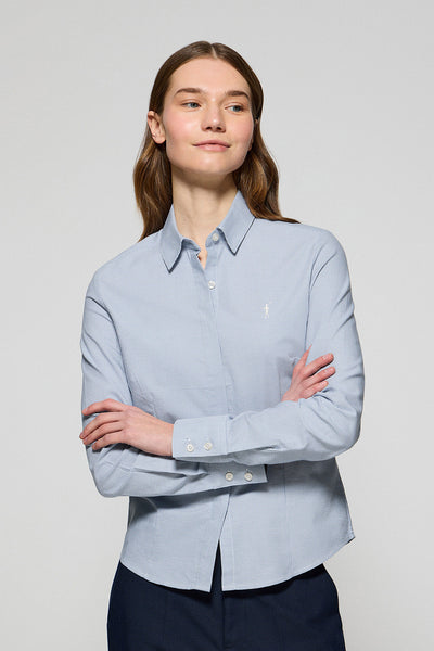 polo club Blauw pied-de-poule hemd met geborduurd Rigby Go-logo