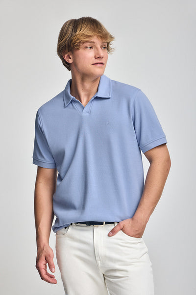 polo club Blauwe polo Pascal zonder knopen met geborduurd monogram