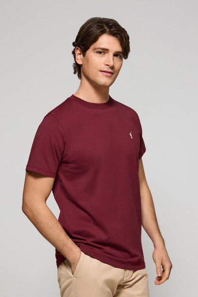 polo club Bordeaux T-shirt met ronde hals en geborduurd Rigby Go-logo