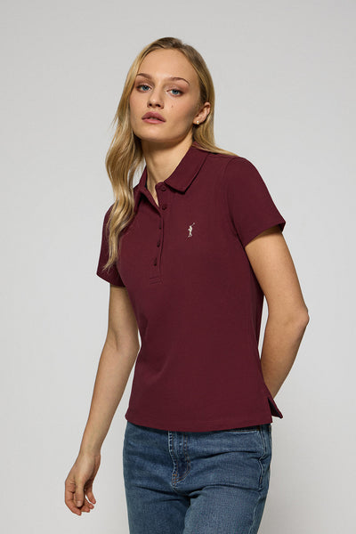 polo club Bordeauxrode polo Pereira met vijf knopen en geborduurd Rigby Go-logo