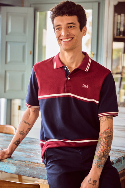 polo club Bordeauxrode polo Veil uit tweekleurige piqué-katoen met geborduurd detail