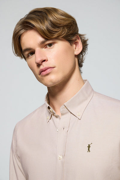 polo club Bruin hemd van Oxford-katoen met geborduurd Rigby Go-logo