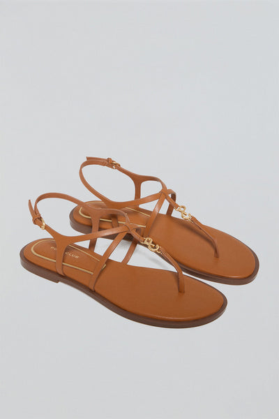 polo club Bruine Bianca sandalen met bandjes en metalen detail