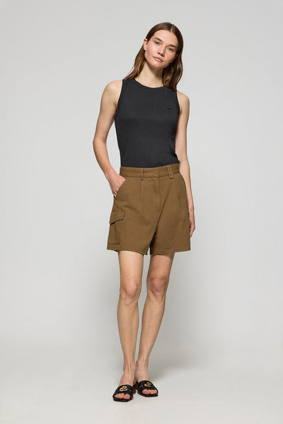 polo club Camelkleurige korte broek 'Menfis' in keperstof met Polo Club-details