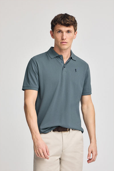 polo club Denim-blauwe polo in piqué-katoen met korte mouwen en geborduurd Rigby Best