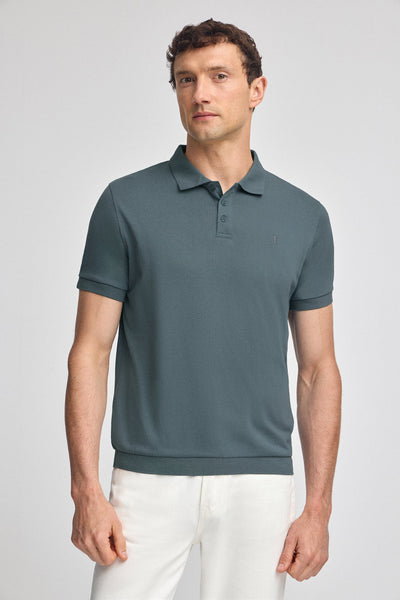 polo club Denim-blauwe polo met geborduurd Rigby Go-logo