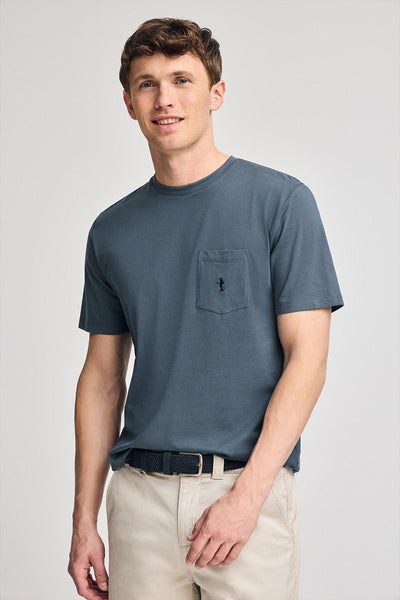 polo club Denimblauw T-shirt met korte mouwen borstzakje en geborduurd Rigby Best