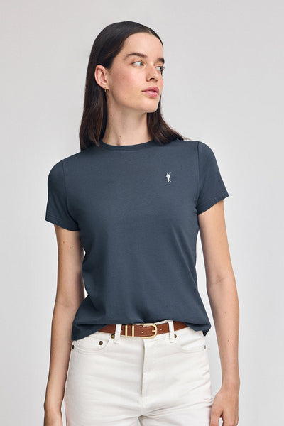 polo club Denimblauw T-shirt met ronde hals en geborduurd Rigby Go-logo
