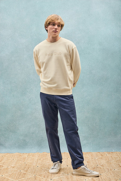 polo club Ecru oversized sweater met ronde hals en Minimal Combo-logo