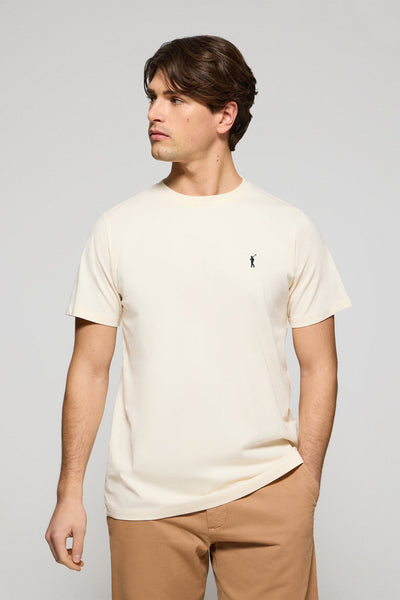 polo club Ecru T-shirt met ronde hals en geborduurd Rigby Go-logo