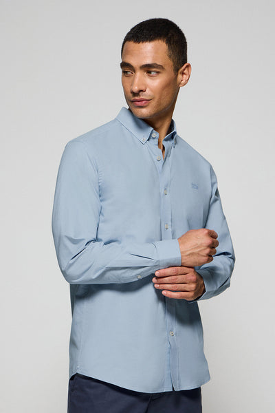 polo club Effen hemelsblauw Oxford hemd met geborduurd Polo Club-logo