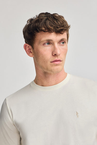 polo club Gebroken wit basic T-shirt met ronde hals en geborduurd Rigby Best