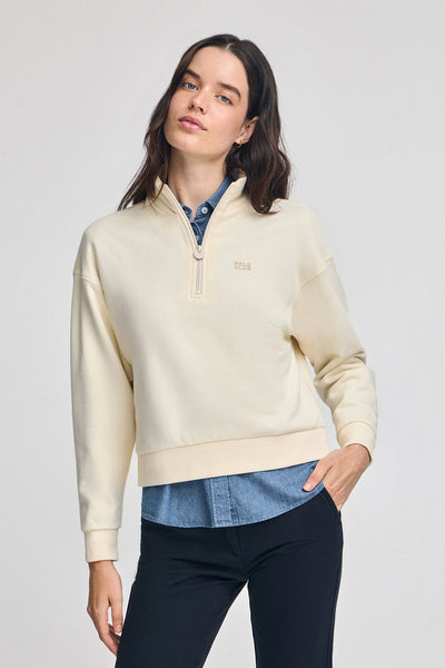polo club Gebroken witte boxy fit sweater met rubberen Polo Club-logo