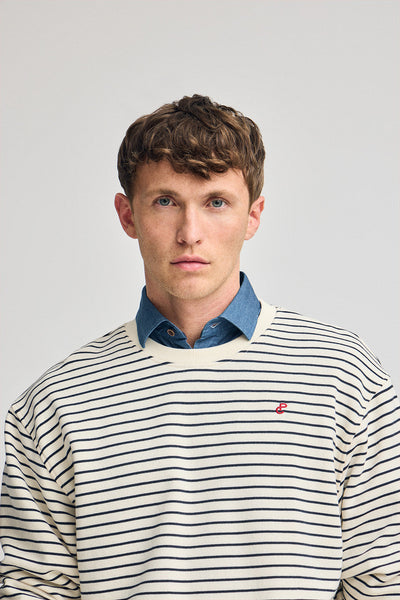 polo club Gebroken witte Captain-sweater met strepen en geborduurd monogram