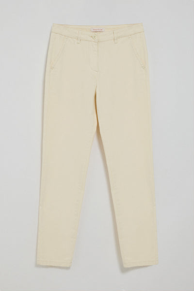 polo club Gebroken witte chino May met geborduurd minimaal Polo Club-detail op de broekzak