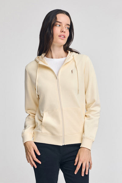 polo club Gebroken witte hoodie met rits en geborduurd Rigby Go-logo
