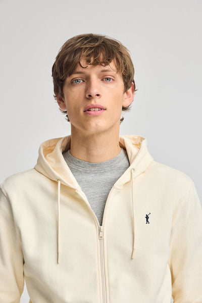 polo club Gebroken witte hoodie met rits en Rigby Go-logo