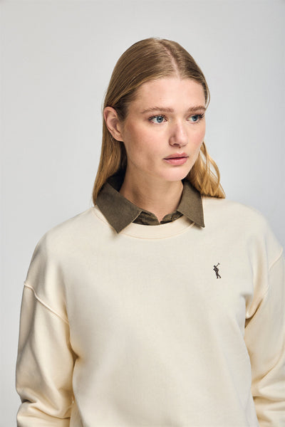 polo club Gebroken witte hoodie met ronde hals en geborduurd Rigby Go-logo