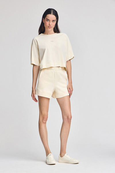 polo club Gebroken witte katoenen short met geborduurd logo