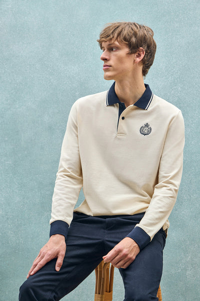 polo club Gebroken witte polo Anchor met lange mouwen en nautisch detail