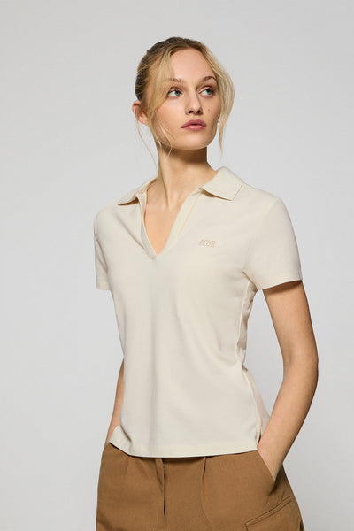 polo club Gebroken witte polo "Pedraza" zonder knopen met rubberen Polo Club-logo