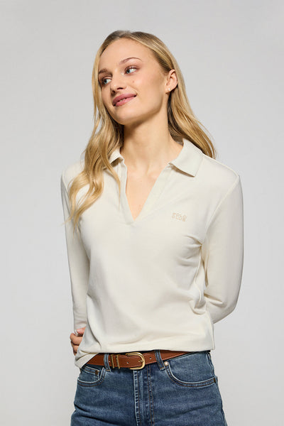 polo club Gebroken witte polo Pia zonder knopen en met rubberen Polo Club-logo