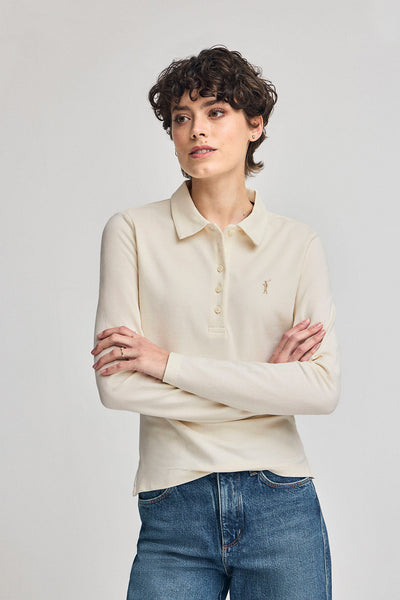 polo club Gebroken witte polo "Priyanka" met vijf knopen en geborduurd Rigby Go-logo