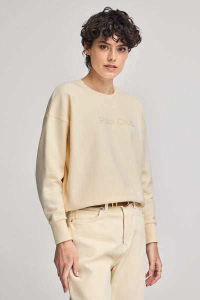 polo club Gebroken witte sweater met rubberen Polo Club-logo op de borst