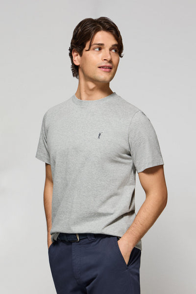 polo club Gemêleerd grijs T-shirt met ronde hals en geborduurd Rigby Go-logo