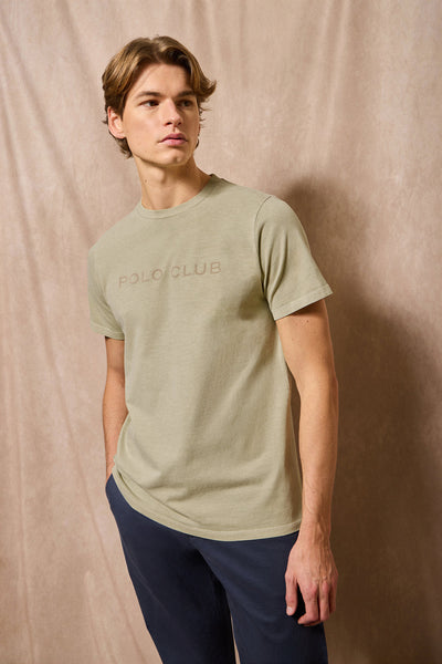polo club Grijze garment-dyed T-shirt "Apolo" met Polo Club-logo in zachte stof