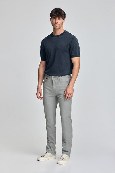 polo club Grijze slim fit broek Voss met vijf zakken