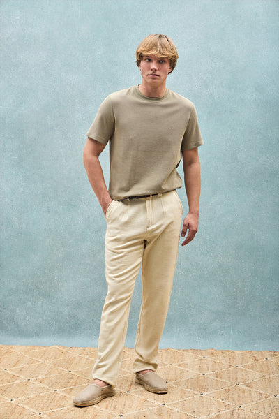 polo club Groen T-shirt met microstructuur en geborduurd PC-monogram