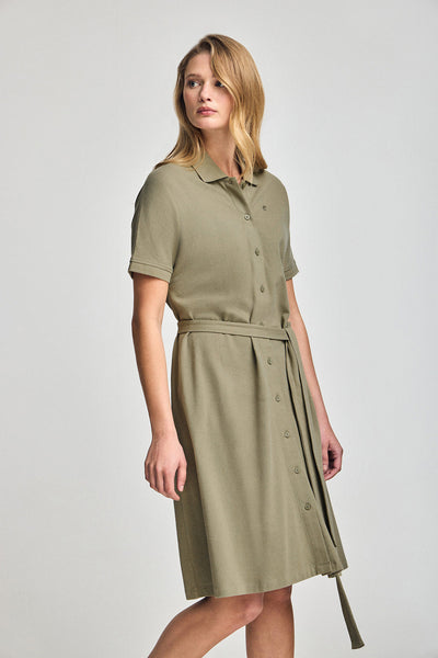 polo club Groene jurk met knoopsluiting en geborduurd PC-logo