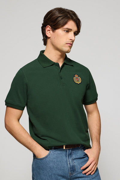 polo club Groene polo "Nautic" met nautische patch op de borst
