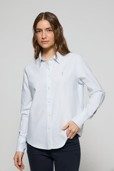 Polo Club Hemd Van Oxford-katoen Met Blauwe Strepen En Rigby Go-logo