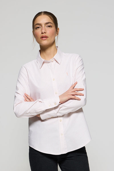 polo club Hemd van Oxford-katoen met roze strepen en Rigby Go-logo