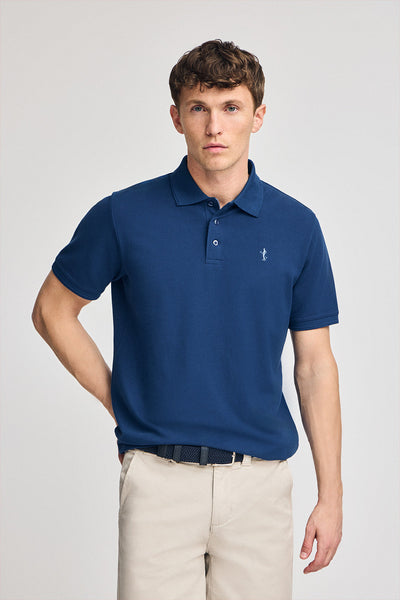 polo club Indigoblauwe polo in piqué-katoen met korte mouwen en geborduurd Rigby Best