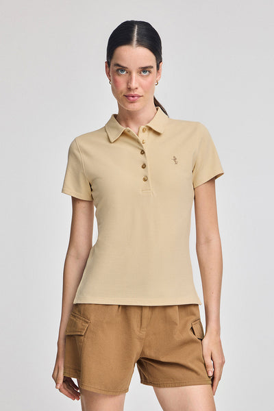 polo club Ivoorkleurige katoenen polo met korte mouwen en geborduurd Rigby Best