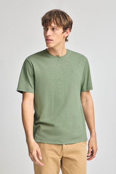 polo club Jadegroen T-shirt van gemêleerd katoen met geborduurd Rigby Go-logo