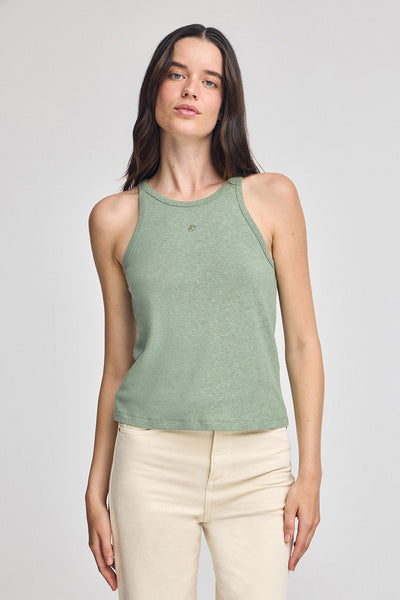 polo club Jadegroen T-shirt van linnen en katoen met geborduurd monogram