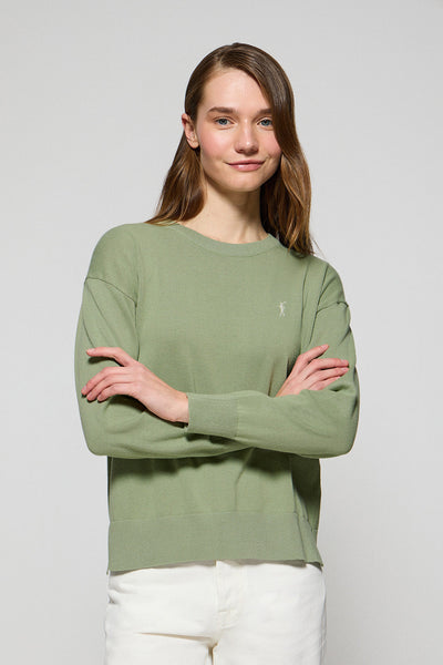 polo club Jadegroene gebreide trui met ronde hals en geborduurd Rigby Go-logo
