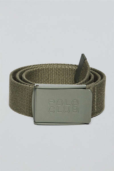 polo club Kaki stoffen riem ‘Brahim’ met gesp en logo