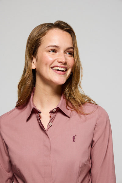 polo club Koraalkleurig slim fit hemd van poplin met geborduurd Rigby Go-logo