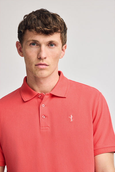 polo club Koraalkleurige polo in piqué-katoen met korte mouwen en geborduurd Rigby Best