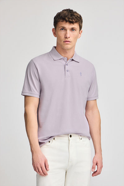 polo club Lavendelkleurige polo in piqué-katoen met korte mouwen en geborduurd Rigby Best